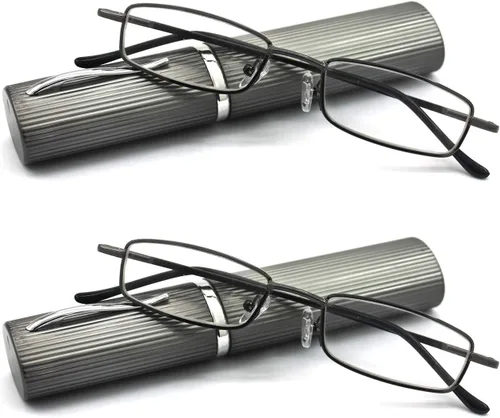Miniatura 14 de Gafas de lectura de tubo ligero y compacto ultra delgado con estuche de aluminio de clip portátil