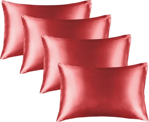 Miniatura 23 de Bedelite Funda de almohada de satén para el cuerpo, súper suave y refrescante, para el cabello y la piel, transpirable, sedosa y larga, 20 x 54 Rosa