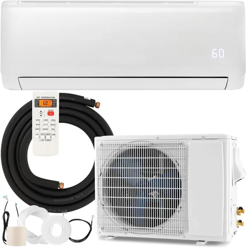 RELAX4LIFE Mini sistema de aire acondicionado dividido/calefacción, 18000 BTU sin conductos mini aire acondicionado dividido con bomba de calor,