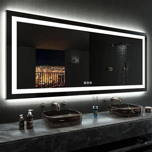 Miniatura 70 de LOAAO Espejo de Baño LED de 40"X32" con Luces, Antivaho, Regulable, Retroiluminación RGB + Iluminación Frontal, Espejo de Tocador de Baño