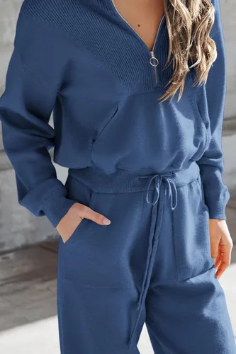Miniatura 76 de PRETTYGARDEN Conjunto de suéter de 2 piezas para mujer, sudadera con cremallera, pantalones deportivos, ropa casual
