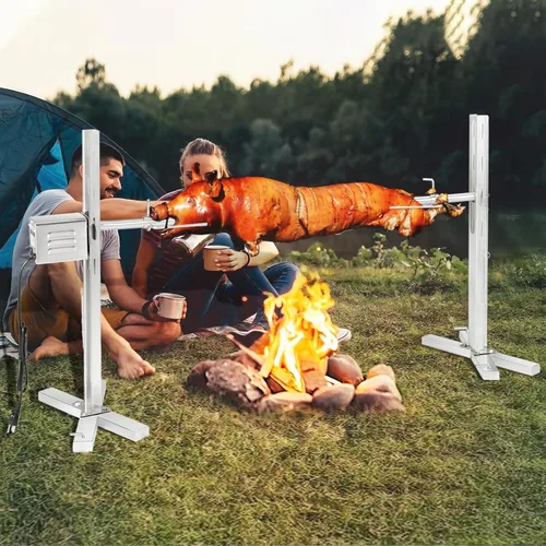 Miniatura 6 de Kendane Kit de parrilla eléctrica para asador, asador de cerdo de 90 libras, soporte de trípode de acero inoxidable, asador con capucha de cordero