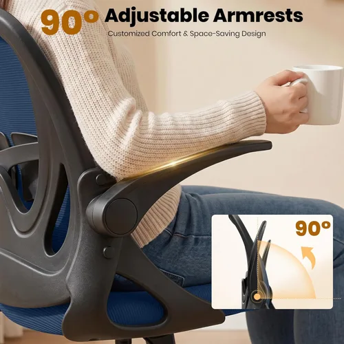 Miniatura 9 de Primy Silla de Dibujo Silla Alta de Oficina con Reposabrazos Abatibles Silla Ejecutiva Ergonómica de Computadora para Escritorio de Pie con Soporte
