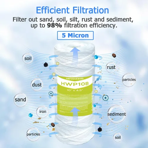 Miniatura 2 de Cartucho de filtro de agua de 5 micrones para toda la casa, filtros de sedimentos para heridas de cuerda para agua de pozo, repuesto para cartuchos