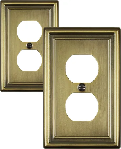 Miniatura 20 de Paquete de 2 placas decorativas de pared, placa de cubierta de toma de corriente eléctrica de níquel satinado para receptáculo, interruptor