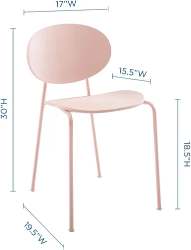 Miniatura 3 de Modway Palette - Silla moderna de plástico moldeado para comedor, color rosa, juego de 2, viene totalmente montada