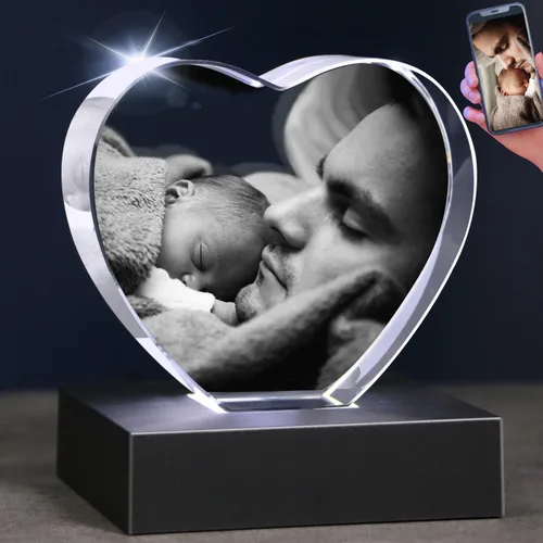 Miniatura 9 de Foto de cristal 3D personalizada: recuerdo grabado personalizado para el día del padre, regalo único de aniversario de cumpleaños para papá, mujer