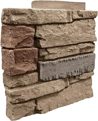 Miniatura 7 de GenStone Panel de esquina interior de 90 grados de piedra apilada de imitación de 22.5" x 12" en color amanecer del desierto para proyectos