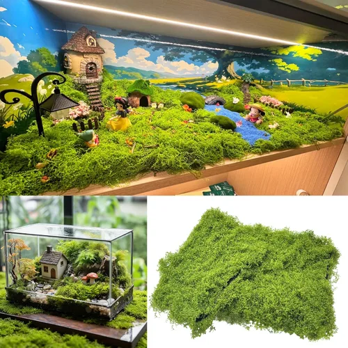 Miniatura 4 de Tapete de musgo verde artificial, alfombra de pared de césped con tela base de 39.37 x 39.37 pulgadas, musgo falso para manualidades, musgo