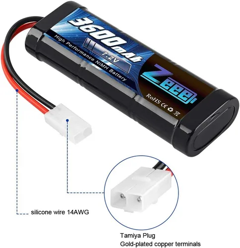 Miniatura 4 de Zeee 7.2V 3600mAh RC NiMH Batería con Tamiya Plug 2 Pack Baterías con 1 unids Lipo Safe Bag Bolsa ignífuga a prueba de explosiones para carga