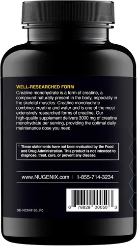 Miniatura 3 de Suplemento de Monohidrato de Creatina Premium en Píldoras Nugenix Essentials, 3000mg, 300 Cápsulas