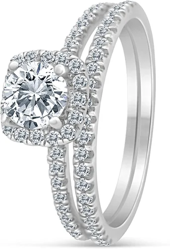 Miniatura 2 de Anillo de compromiso con halo de diamantes de 100 quilates en oro blanco de 10 k H-I I2