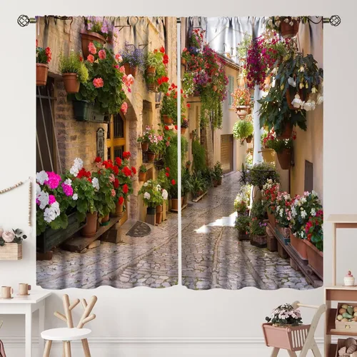 Miniatura 14 de Cortinas italianas, patio antiguo, sillas de café de Italia, casas históricas en la calle, sala de estar, dormitorio, cortinas opacas con bolsillo