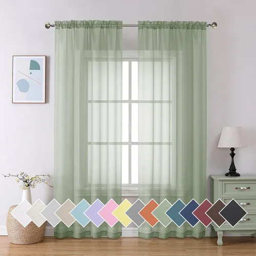 Miniatura 82 de Aiyufeng 2 paneles de cenefa transparente negra de 14 pulgadas de largo, cortinas cortas negras transparentes para dormitorio, cortinas de cocina