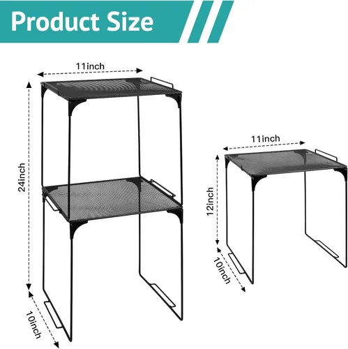 Miniatura 3 de Estante organizador de casillero apilable extra para casillero escolar, organizador de armario de almacenamiento, accesorios adecuados para la Negro