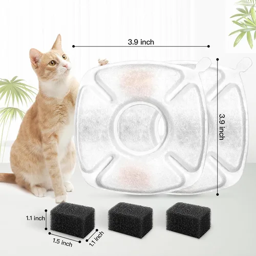 Miniatura 2 de 8 piezas de filtros de repuesto para fuente de gato, 4 paquetes de filtros de repuesto para fuente de agua para gatos con 4 paquetes de esponjas