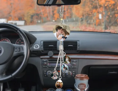 Miniatura 4 de Colgante personalizado negro-8 para foto de coche, adornos colgantes de automóvil, para mujeres y hombres, regalo del día de San Valentín