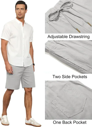 Miniatura 4 de Janmid Pantalones cortos de playa de verano con cordón de ajuste clásico para hombre