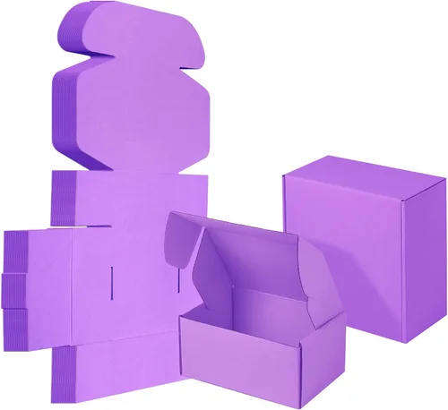 Miniatura 11 de Paquete de 25 Cajas de Envío Pequeñas Moradas de Cartón Corrugado 9x6x3 pulgadas, Caja Corrugada para Embalaje de Pequeños Negocios, Empaque