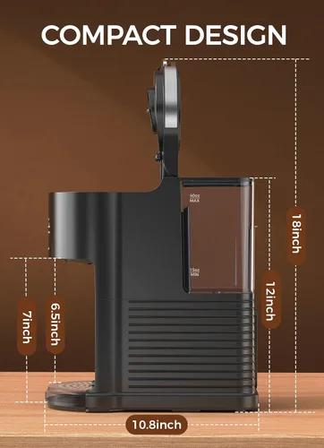 Miniatura 6 de COWSAR Cafetera comercial de una sola porción, cafetera K Cup para cápsulas y café molido, cafetera de cápsulas con tanque de agua de 40 onzas