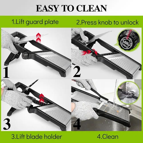 Miniatura 8 de MASTERTOP Rebanadora Mandolina de Acero Inoxidable Ajustable para Cocina. Rebanador de Vegetales, Cebolla, Papa, Fruta, Patatas Fritas, Cortador