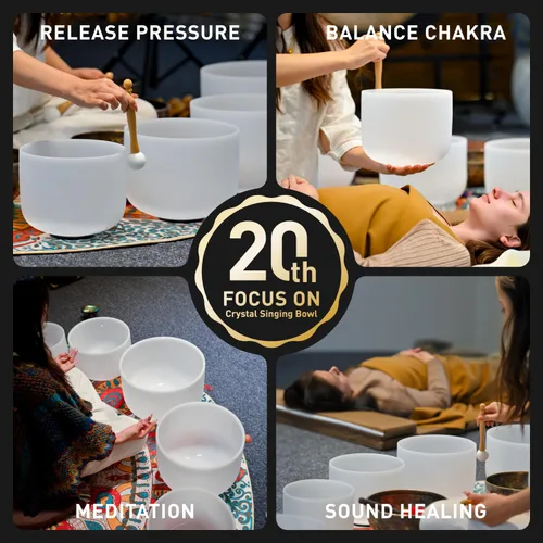 Miniatura 4 de CVNC 432HZ - Juego de 7 cuencos de cristal de cuarzo esmerilado de 6 a 12 pulgadas para curación de sonido y meditación