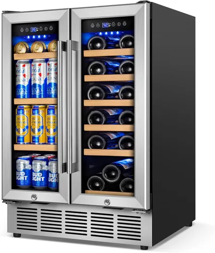 Miniatura 20 de FoMup - Refrigerador bajo encimera de acero inoxidable con 3 cajones, refrigerador de bebidas para exterior con ruedas, diseño impermeable y control