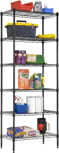 BestOffice Estantería de Alambre Ajustable Estantes de Almacenamiento Unidad de Estantería Resistente para Lugares Pequeños Cocina Garaje (Negro, 13