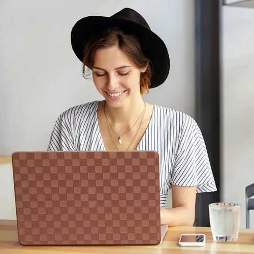 Miniatura 8 de Funda a cuadros para MacBook Air de 13 pulgadas M5 M4 M3 M2 2026-2022 A3240 A3113 A2681, piel a cuadros con textura a cuadros para MacBook Air 13.6