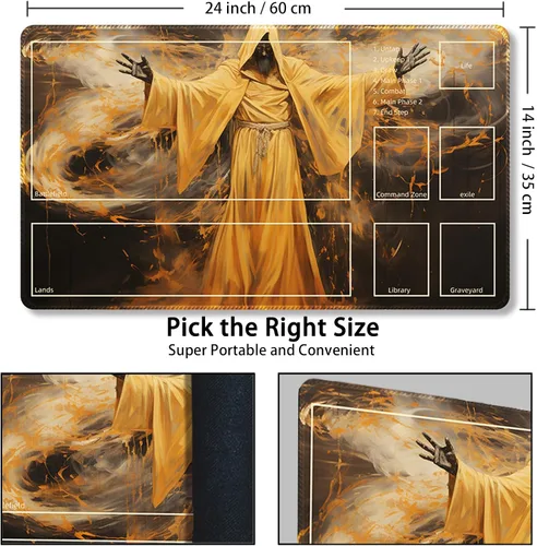 Miniatura 3 de MTG - Tapete de juego con bolsas de almacenamiento gratis, tapete de juego MTG de 24 x 14 pulgadas, TCG y tapete de juego de mesa para tarjetas