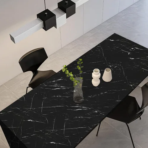 Miniatura 6 de LXCREAT Papel de contacto de mármol negro para encimera de cocina, papel tapiz mate extraíble, autoadhesivo, vinilo impermeable, rollo de 15.7 x 118