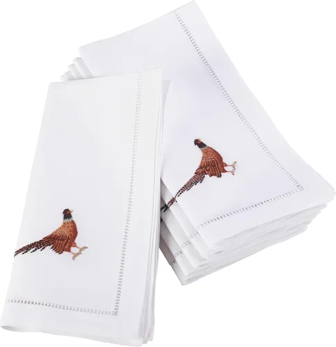 Miniatura 55 de Juego de 6 servilletas bordadas de magnolia hechas a mano con borde cosido