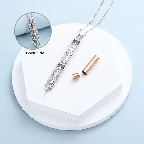 Miniatura 31 de shajwo Joyería de cremación cilíndrica, collar de cenizas de urna del árbol de la vida para mujeres y hombres, vial de cremación de cenizas