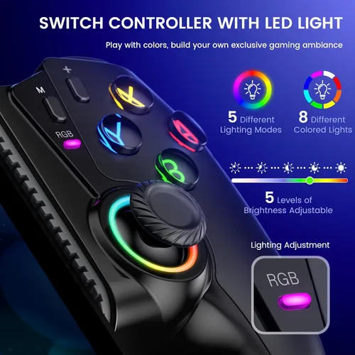 Miniatura 4 de KICKDOT Controlador MC5000 Pro para Switch 2/1/OLED y iPhone/Android - Joystick de efecto Hall, controlador inalámbrico Bluetooth