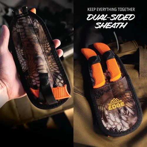 Miniatura 9 de OUTDOOR EDGE WildGuide - Juego de cuchillos de caza de 4 piezas y kit de aderezo de campo, con hoja afilada, cuchillo para desollar con gancho