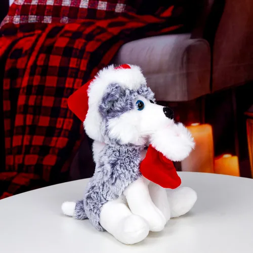 Miniatura 5 de Plushland Pawpal de Navidad con sombrero de Papá Noel, animales de peluche, marioneta de peluche de 8 pulgadas para niños, un regalo perfecto