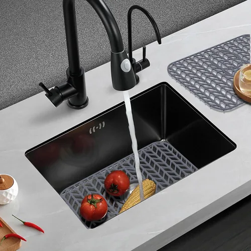 Miniatura 8 de Protectores de fregadero para fregadero de cocina de 12, 13, 16, 18, 19, 24, 26, 28, 29, 30 pulgadas, protectores de silicona para fregadero de Gris