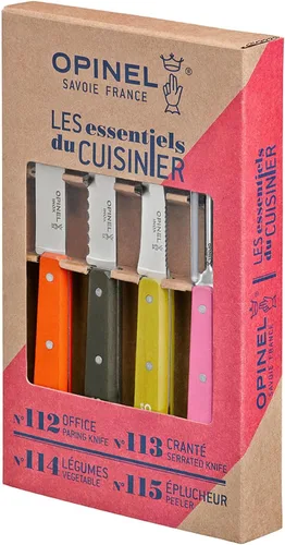 Miniatura 12 de OPINEL Les Essentials - Juego de cuchillos de cocina pequeños de 4 piezas - Pelar, dentado, pelador, cuchillo de verduras, acero de alto carbono 50S