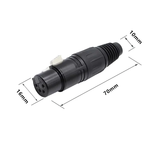 Miniatura 4 de Conector de cable XLR de 4 pines XLR de 4 pines, conector hembra de conector de micrófono, conector de cable de micrófono, conector de audio, negro