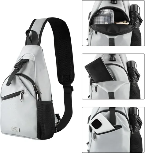 Miniatura 11 de AMJ Bolso bandolera para hombres y mujeres, mochila de hombro casual, mochila de pecho para senderismo y viajes