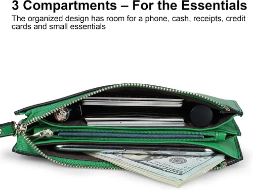Miniatura 3 de Befen - Bolso clutch de mano de cuero con correa para teléfono celular organizador de tarjetas