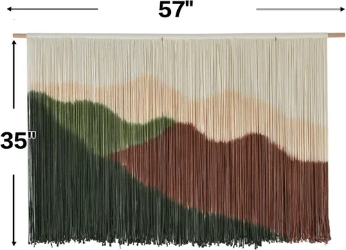 Miniatura 5 de IOWER Macramé para colgar en la pared, paisaje de montaña grande, arte de pared bohemio, hecho a mano, decoración de pared para el hogar, sala