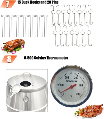 Miniatura 8 de INTBUYING Horno asador de pato de carbón de 3 niveles, 23.6 x 53 pulgadas, máquina de asar de acero inoxidable para pato de Pekín, barbacoa, pollo