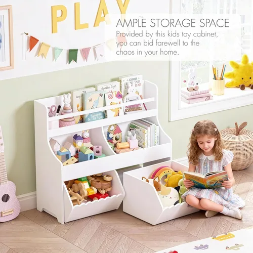 Miniatura 2 de Spirich Organizador de almacenamiento de juguetes para niños con estantería, armario de almacenamiento de juguetes de 3 niveles, estante
