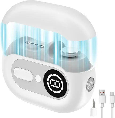 Cortaúñas eléctrico 4 en 1 para personas mayores y bebés, recortadora recargable por USB con 2 velocidades, cubierta magnética y colector de