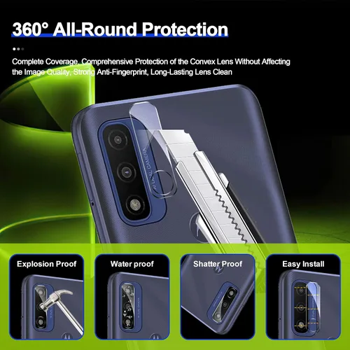 Miniatura 6 de Protector de pantalla de vidrio templado para Motorola Moto G Pure 2021 y 2 protectores de lente de cámara, claridad HD, antiarañazos, compatible