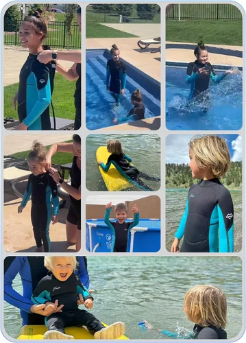 Miniatura 6 de Hevto Traje de neopreno para niños y niñas, jóvenes, 3/2 mm, trajes completos de neopreno para aguas frías, para natación, surf, buceo