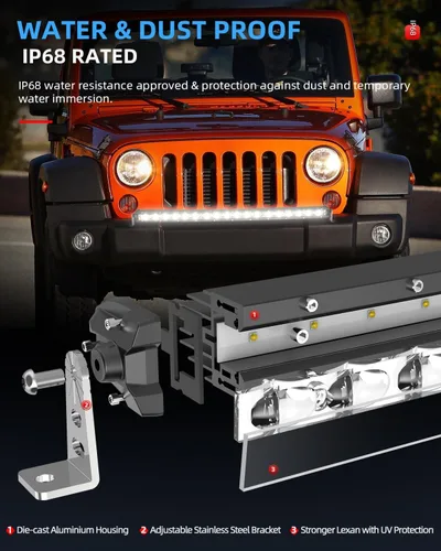 Miniatura 7 de BraveWAY Barra de Luz LED Curva de 38 Pulgadas, Fila Única, para Iluminación Todo Terreno, Luz de Conducción, Combo de Haz Focal y de Amplio Rango