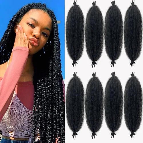 Miniatura 46 de Cabello afro Twist morado degradado de 16 pulgadas, cabello Marley pre-separado para rastas suaves, cabello trenzado Marley Twist Ombre Kinky Spring