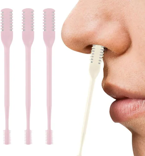 Miniatura 12 de AprYew Cortador de pelo nasal 2 en 1, recortador de vello nasal para hombres y mujeres, herramienta de extracción manual portátil de 360° con Beige